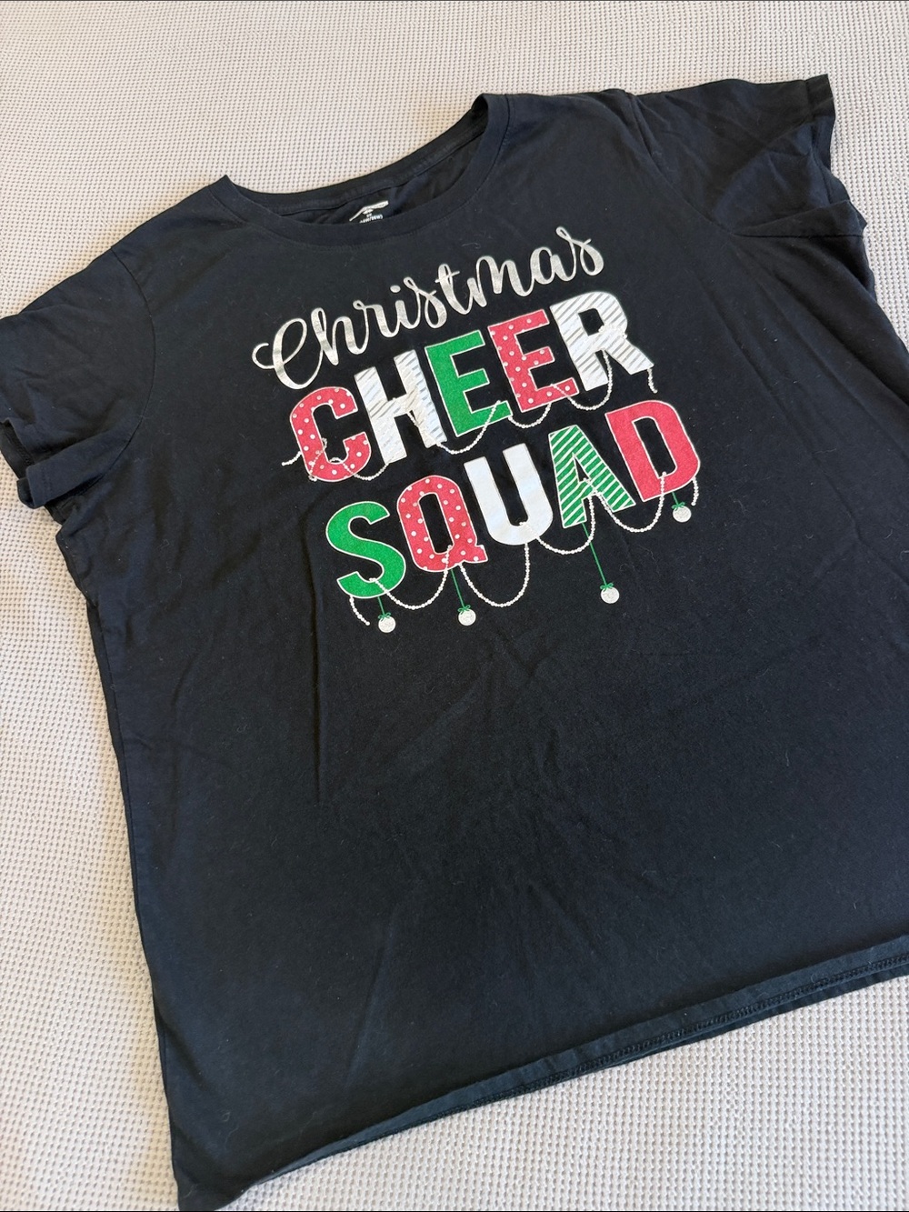 Holiday Time Black 'Christmas Cheer Squad' Graphic Tee